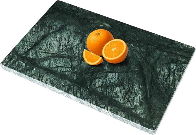 Marble Cutting Board for Kitchen- 12 * 8 Inch Handcrafted Marble Slab for Cheese, Charcuterie &Pastry & Deli – Non-Slip Feet,Rectangular Serving & Chopping Slab for Countertop(Green)