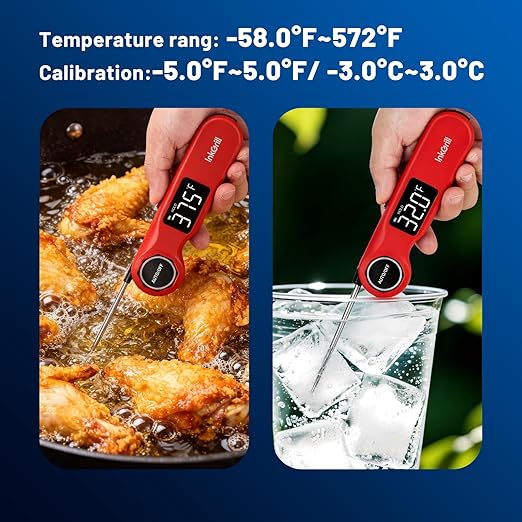 Professional Meat Thermometer Digital 0.5s Instant Read Thermometer ±0.5°F Accuracy, 1.42" Backlit Display Waterproof Cooking Thermometer, Food Thermometer for BBQ Cooking, Candy, Back Magnet