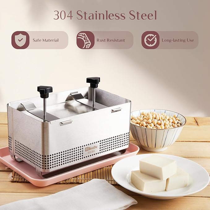 Tofu Press Stainless Steel, Paneer Maker with Upgraded Deep-Press Design, Improves Tofu Flavor and Texture, for Homemade Tofu, Paneer Press and Cheese Press, Multi-Functional Kitchen Tool-Plus Size