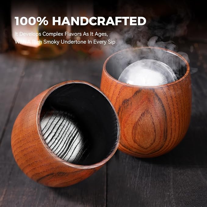Upgraded Charred Whiskey Glasses Sets, Bourbon Drinking Glass, Bourbon Gifts for Men, Finished Wooden Old Fashioned Glass, Great Whiskey Gifts for Men, Dad, Or Brother (1 Pack)