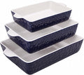 NutriChef 3-Piece Ceramic Casserole Dishes for Oven - Heavy Duty Rectangular Lasagna Baking Pans w/ Premium Nonstick Coating & Handles - PFOS, PTFE, PFOA Free - Microwave & Oven Safe, Royal Blue