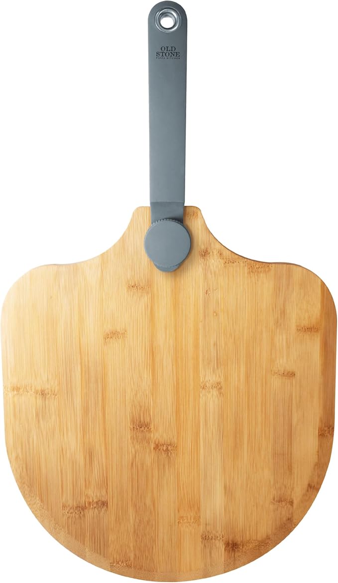 Old Stone Pizza Making Kit, Includes 15-inch Round Glazed Pizza Stone, Bamboo Pizza Peel, and Pizza Cutter