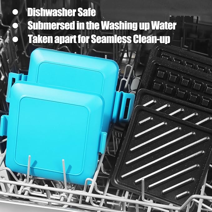 MKYSAIL Toaster,Microwave Toaster, Sandwich Maker, Waffle Maker, Panini Maker, Dishwasher Safe,NO Electricity,Wireless,Time Saving,Fast (Blue, Microwave Sandwich and Waffle Maker)