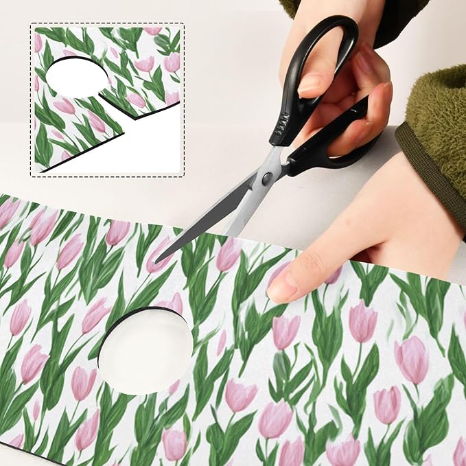 Kitchen Sink Splash Guard 2 PCS 30 Inch Sink Faucet Mat Splash Guard for Bathroom Countertop Water Absorbent Foldable Cuttable Soft Washable Small Tulips Pink