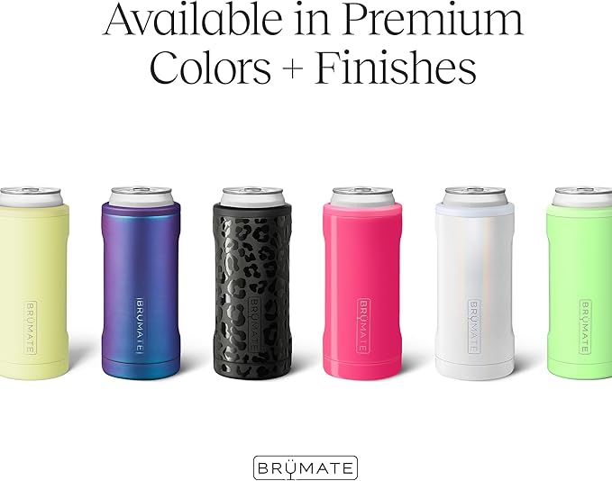 BrüMate Hopsulator Slim Can Cooler Insulated for 12oz Slim Cans | Skinny Can Insulated Stainless Steel Drink Holder for Hard Seltzer, Beer, Soda, and Energy Drinks (Prickly Pear)