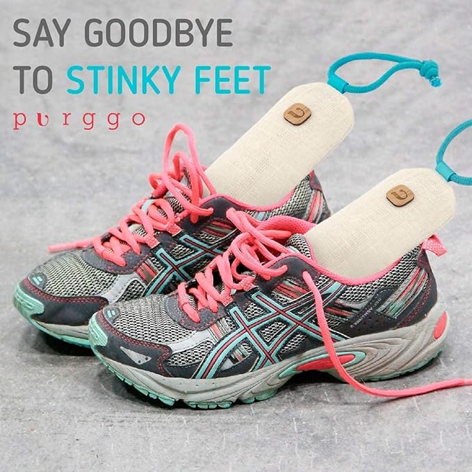 PURGGO Bamboo Charcoal Air Purifying Bag - Lasts 365+ Days - Shoe Deodorizer, Odor Eliminator - No Chemicals - Air Freshener for Shoes and Closet - Remove Odor Naturally [2 Pack] [Beige]