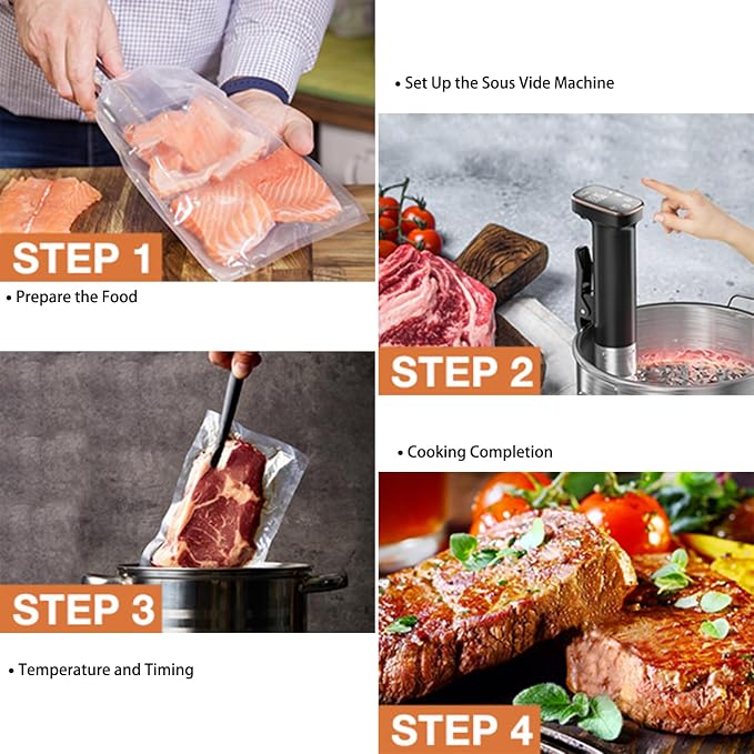1100W Sous Vide Cooker for Steak & Tender Chicken Sous Vide Machine Ultra-Quiet Immersion Circulator with Precise Touch Control & Digital Timer, Fast Heating, IPX7 Waterproof