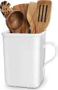 2026 Upgraded Vintage Kitchen Utensil Holder - Ceramic Utensil Crock Large Capacity Anti-tip, Modern Countertop Organizer for Farmhouse/Rustic/Contemporary Kitchen Decor(Matte White)