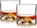 LIITON Mont Blanc Heavy Crystal Whiskey Glasses Gift Set of 2, Thick Freezable Bourbon Glass 1lb Each, Premium Whiskey Gifts for Men, Frozen Crystal Chills Cocktails, 10 oz