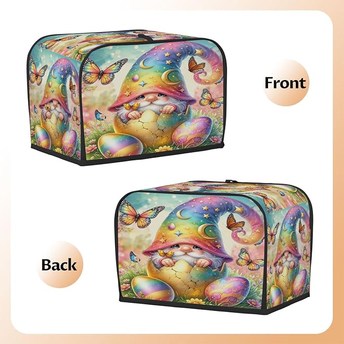 Happy Easter Eggs Gnome Toaster Cover 4 Slice Dust and Fingerprint Protection Toaster Bread Maker Covers Washable Kitchen Small Appliance Covers for Kitchen Accessories Decor Bakeware Women Gift