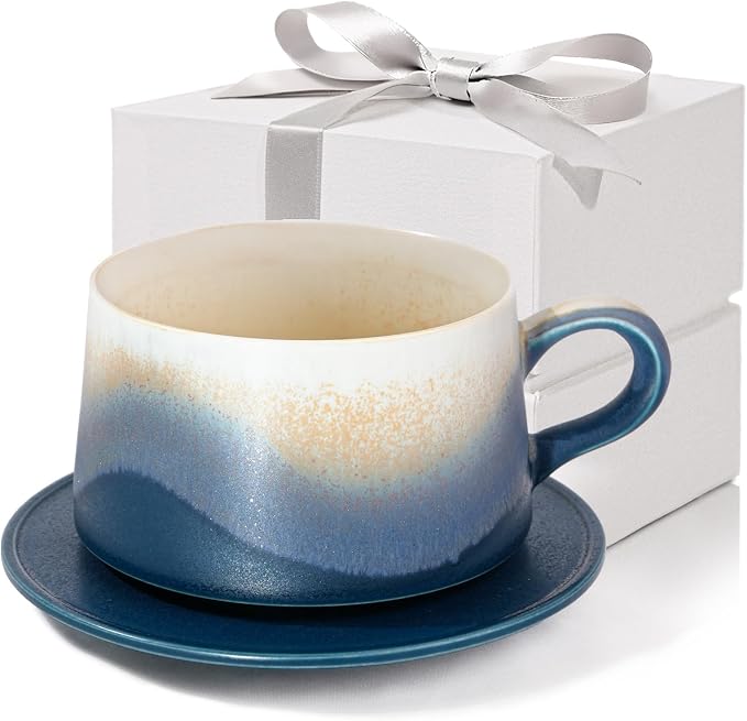 Ceramic Mug Set of 2, Coffee Mugs with Handle, 7.4 OZ Coffee Cups for Mother's Day,Thanksgiving Day, Gift for women, Dishwasher and Microwave Cups