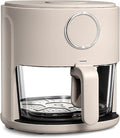 COOK WITH COLOR Colorful 1200W 4Qt Air Fryer: Glass Basket, Dishwasher Safe, 60min Timer, 6 Presets, Temp Control 175F-400F, 4 QT, Greige
