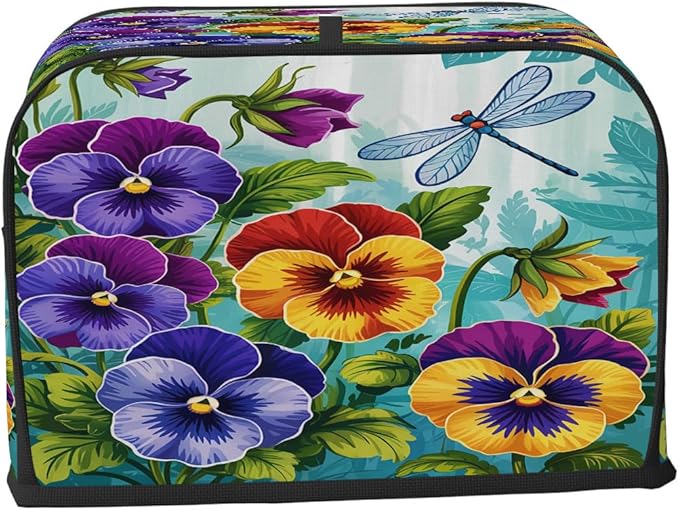 Colorful Flower Spring 4 Slice Toaster Cover Dust And Fingerprint Bread Maker Cover Bakeware Protector Washable Appliance Covers Kitchen Accessories For Home Kitchen Women Gift
