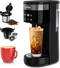 SUNVIVI Single Serve Iced Coffee Maker, 3 Brewing Modes for K-Cup Pod/Ground Coffee, 30oz Removable Water Reservoir & Reusable Filter, Compact for Home & Office, Black
