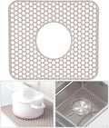 Silicone Sink Protectors for Kitchen - Non-Slip Heat Resistant Grid Mat for Farmhouse Porcelain Stainless Steel, Protects & Cushions Your Sink(Gray 1PCS, 12.4"x10.4" Center Drain)