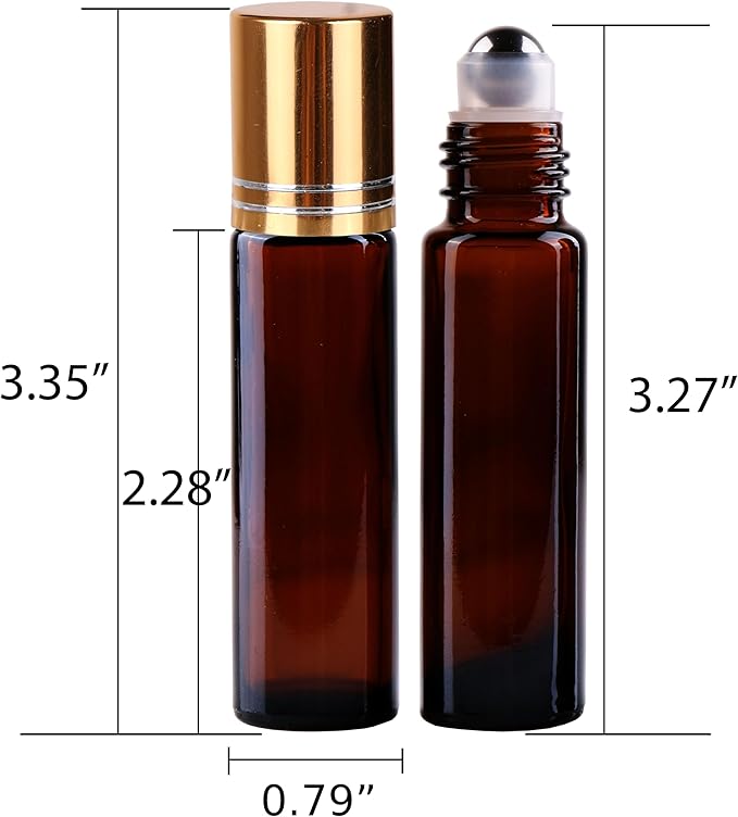 inice 12 Pack Essential Oil Roller Bottles Amber Glass RollerBalls for Essential Oils Refillable Roll on Perfume Bottles with Alloy Caps for Travel
