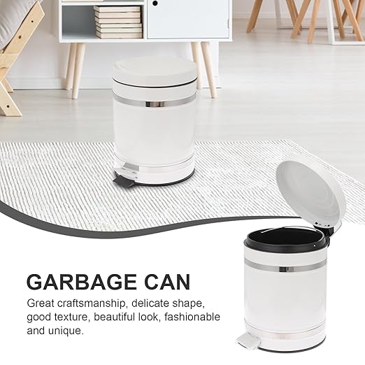 KESYOO Step-on Iron Garbage Can with Lid, 5.5 Gallon Industrial Style Wastebasket for Home and Office, Round Pedal Trash Bin with Roman Pattern Cover