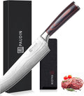 PAUDIN Kiritsuke Chef Knife, 8 Inch Japanese Kitchen Knives, 5Cr15MoV High Carbon Stainless Steel, Pakkawood Handle, with Protective Sheath & Gift Box