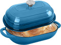 Premium Enameled Cast Iron Dutch Oven for Bread Baking | Non-Stick 5QT Oval Bread Oven with Lid | Perfect for Sourdough, Loaf, and Artisan Baking (Oval Blue, 5 QT)