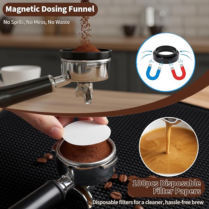 26 PCS Espresso Accessories Kit, Espresso Tamper Kit Coffee Tamper Set, 54mm Espresso Tamper with Spring Loaded Calibrated, 54mm Espresso Filter Paper and Dosing Funnel, WDT Tool