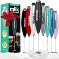 PowerLix Powerful Handheld Milk Frother With Stand Battery Operated Foam Maker Frother Wand For Coffee (A Black) (Black 2)