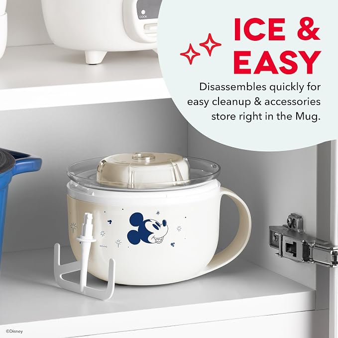 Disney | Dash Mickey Mouse & Minnie Mouse My Mug Ice Cream Maker 2-Pack Bundle — Electric Countertop Soft Serve Ice Cream Machine, 2 Half-Pint Mugs with Ingredient Chute & Recipe Guide
