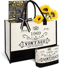 YeohJoy 57th Birthday Gifts for Women Canvas Tote Bag Travel Gear, Unique 57 Years Old Birthday Gifts for Mom Aunt Friends Wife Sister Her, Vintage 1969 Handbag & Cosmetic Bag & Back in 1969 Poster