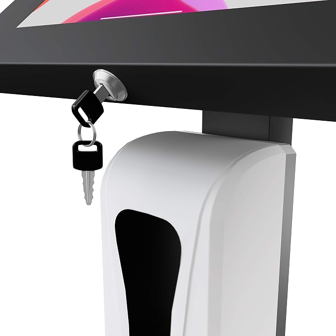 Thin Floor Stand – CTA Premium Thin Profile Automatic Soap Dispenser and Security Locking Enclosure for iPad 8th Gen 10.2”, iPad Pro 11”, Surface Go, Surface Go 3 and 7-14” Tablets (PAD-CSTTB) – Black