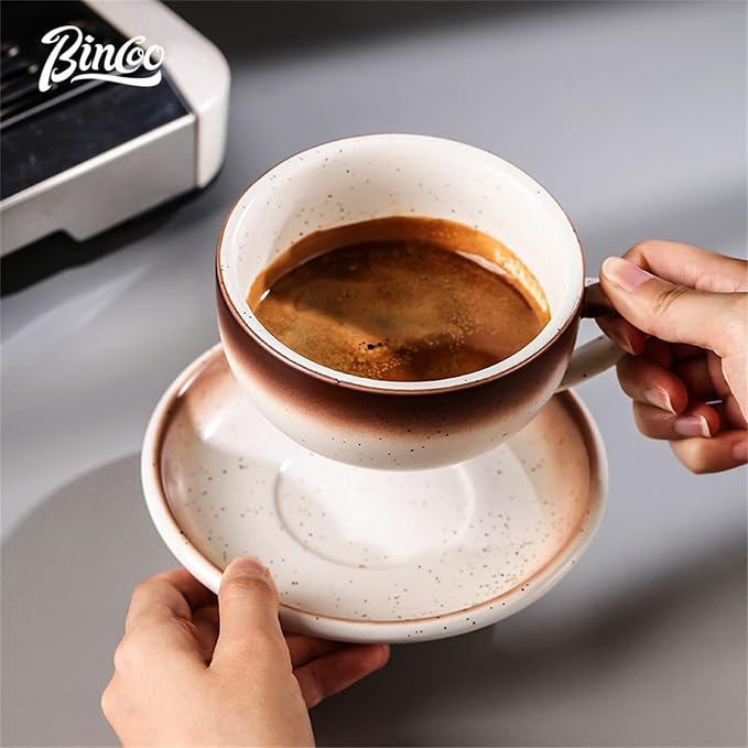 Bincoo 10 oz Ceramic Coffee Mug, Cute Coffee Mugs, Ceramic Mug, Cappuccino Cup, Mug Set, Mugs for Women, Ideal for Daily Drinking and Coffee Serving