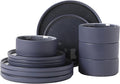 Gibson Elite Redrock Canyon 12-Piece New Bone China Dinnerware Set Service for 4, Reactive Glaze Plates and Bowls, Dishwasher and Microwave Safe, Navy Blue