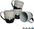 Bosmarlin Ceramic Coffee Mug Set of 4, 17 Oz, Coffee Cups with Big Handle, Microwave Safe, Unique Reactive Glaze (17 Oz, Grey)