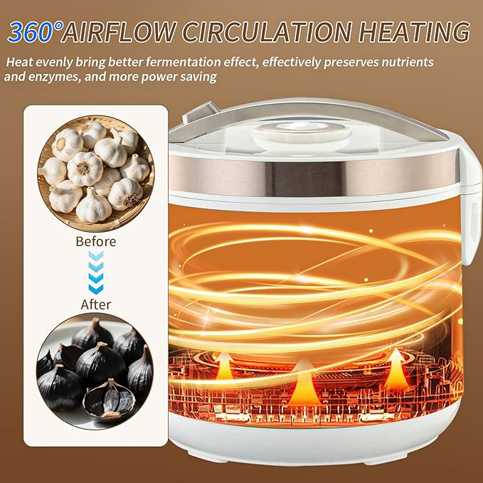 6L Black Garlic Fermenter Full Automatic Intelligent Control Garlics Maker Multi Clove Garlic Cooker 110V with adjustable time and drying function
