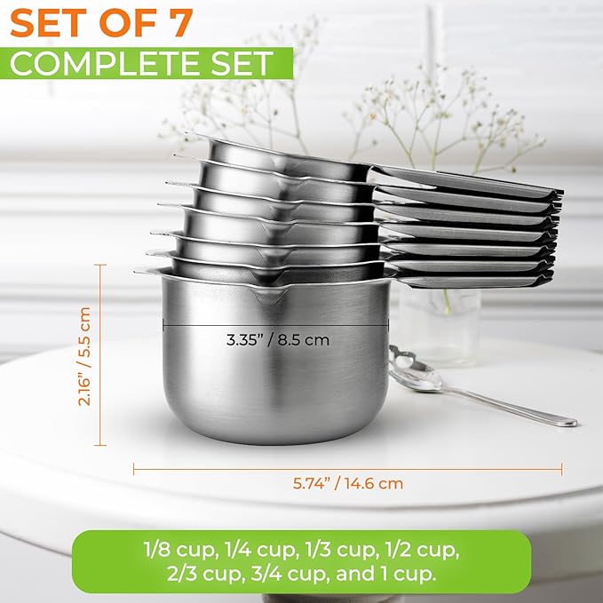 Spring Chef Premium Swivel Vegetable Peeler, Teal & Stainless Steel Magnetic Measuring Cups, Set of 7, Black - 2 Product Bundle