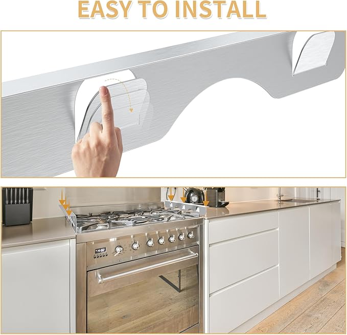Stove Gap Covers 316 Stainless Steel,Thick Stove Gap Filler,Heat-Resistant Oven Side Gap Filler,Between Stove and Counter Slide In Range Trim Kit for Kitchen,2 Pack (23.2” Upgrade Silver)