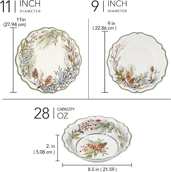 Certified International Winter Forest 12 Pc Dinnerware Set, Service for 4