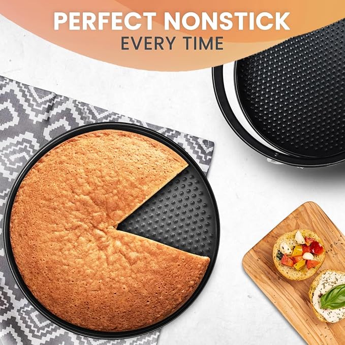 RFAQK 8 Inch Springform Pan Nonstick Leakproof - Spring Form Pan for Cheesecake with Removable Bottom, Include 50pcs Parchment Paper, Recipe E-Book - Perfect for Baking Cheese Cakes, Pizzas, & More!