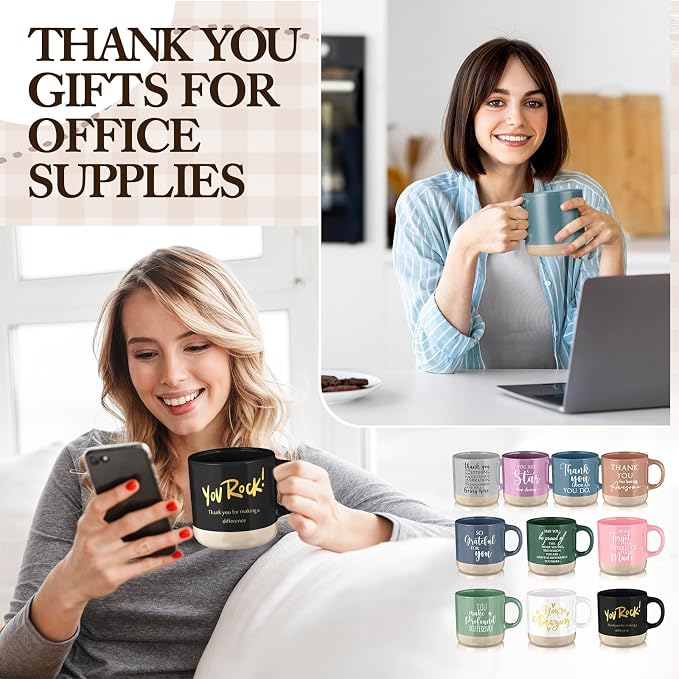Didaey 10 Pcs Thank You Mugs Bulk Appreciation Gifts for Teachers Cna Week Thank You Gifts in Bulk for Coworkers Employee Office Staff Work Team Inspirational Ceramic Teacher Coffee Mugs