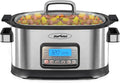 Sunvivi Slow Cooker Roaster Oven 6.5 Quart, 11 in 1 Programmable Multi-Cooker with Digital Timer, Temp Control, Keep Warm, Removable Nonstick Pot & Dishwasher-Safe Glass Lid, Sliver