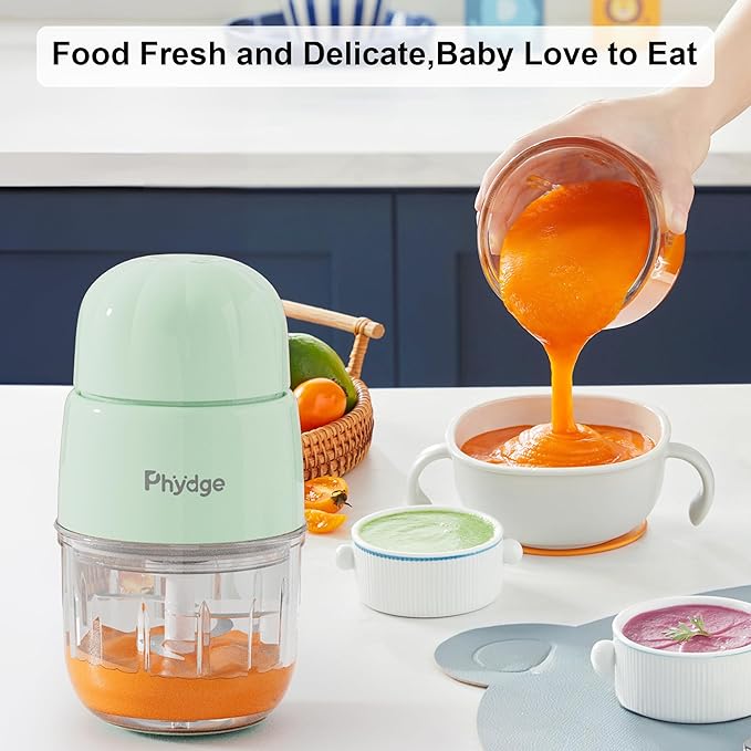 Baby Food Maker, Green Baby Food Blender, 10oz Baby Food Puree Maker, Food Processor for Baby Foods Fruit Vegetable Meat, 10-Second Quick Soft Food Prep for Baby