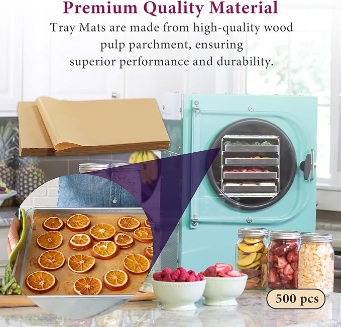 500 Packs Freeze Dryer Tray Mats For Harvest Right Freeze Dryer Accessories for Large Trays, Parchment Sheets, Freeze Dryer Tray Mats for Harvest Right