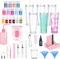 6 Pack 24 Oz Acrylic Snow Globe Tumbler Diy Starter Kit, Double Wall Plastic Pre-Drilled Snowglobe Tumbler Supplies Craft Tool Set