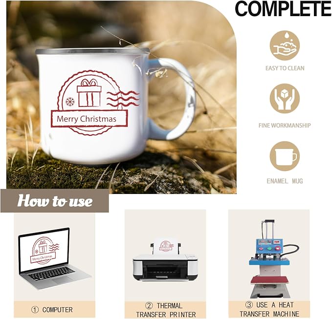 YOUKE OLA 24 Pack Sublimation Blanks Enamel Mug Camping Outdoor Coffee Travel Metal Mug with Silver Rim for Heat Transfer DIY Gift White 12oz