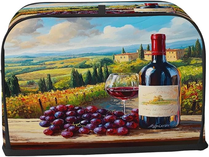Grape Farm Wine 4 Slice Toaster Cover Dust And Fingerprint Bread Maker Cover Bakeware Protector Washable Appliance Covers Kitchen Accessories For Home Kitchen Women Gift