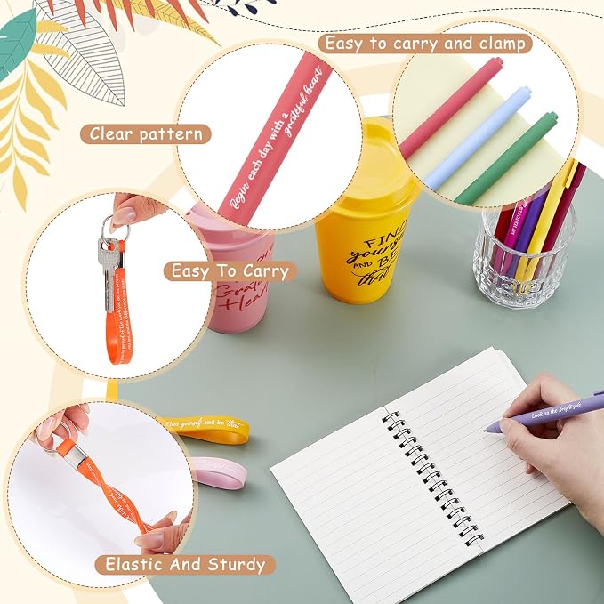 Skylety 12 Sets/48 Pcs Employee Appreciation Gift Baskets Bulk 16oz Inspirational Coffee Cup with Spiral Notebook, Pen & Keychain, Thank You Gifts for Staff, Teacher,Coworker, Team (Classic Color)