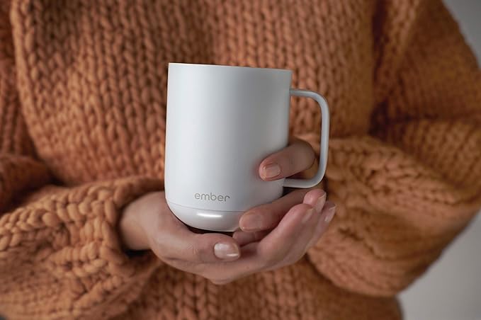 Ember Temperature-Control Smart Mug, 10 Ounce, 1-hr Battery Life, White - App-Controlled Heated Coffee Mug