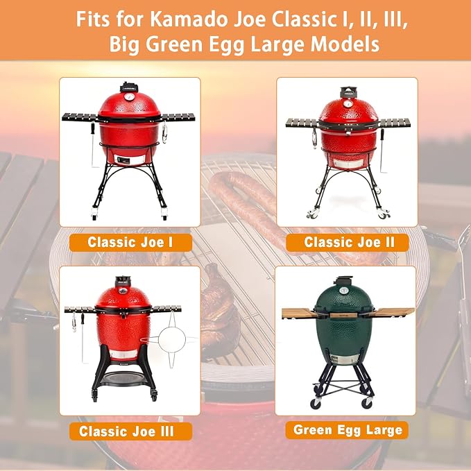 15 Inch Half-Moon Ceramic Heat Deflector Plates for Kamado Joe Classic I, II, III Grill Parts BBQ Accessories, 2-Pack Pizza Stone