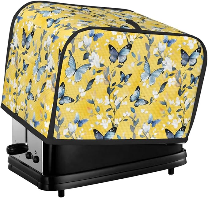 Toaster Cover 2 Slice Watercolor Pastel Butterfly Flower Kitchen Small Appliance Covers with Pockets Dust and Fingerprint Protection