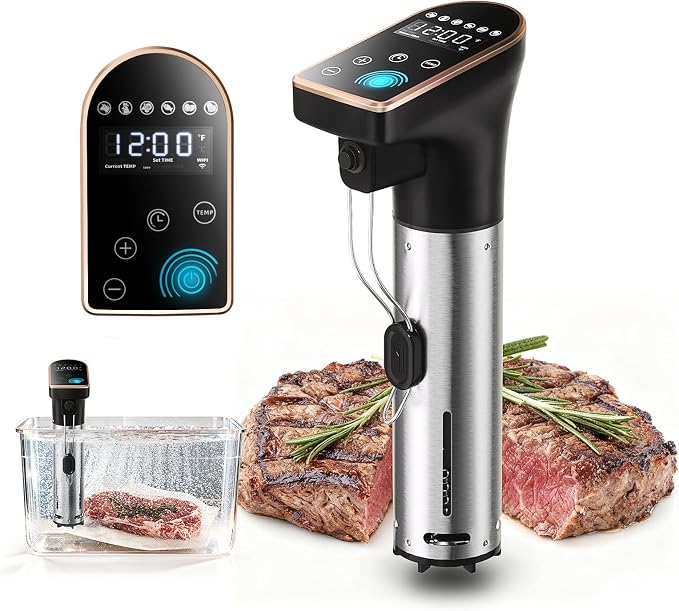 1300W Sous Vide Cooker | Quiet Immersion Circulator with Brushless Motor, IPX7 Fully Waterproof, 6 One-Touch Presets,No APP