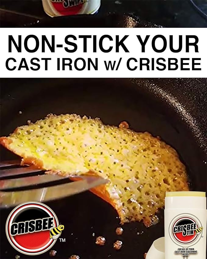Crisbee Cast Iron Cleaner Combo - Crisbee Stik® & Chain Mail Scrubber - Maintain a Cleaner Non-Stick Skillet - Perfect for Cast Iron and Carbon Steel Cookware