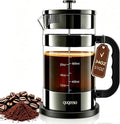 French Press Coffee Maker, 304 Stainless Steel French Press with 4 Filter, Heat Resistant Durable, Easy to Clean, Borosilicate Glass Coffee Press, 100% BPA Free Glass Teapot, 34oz, Dark Pewter